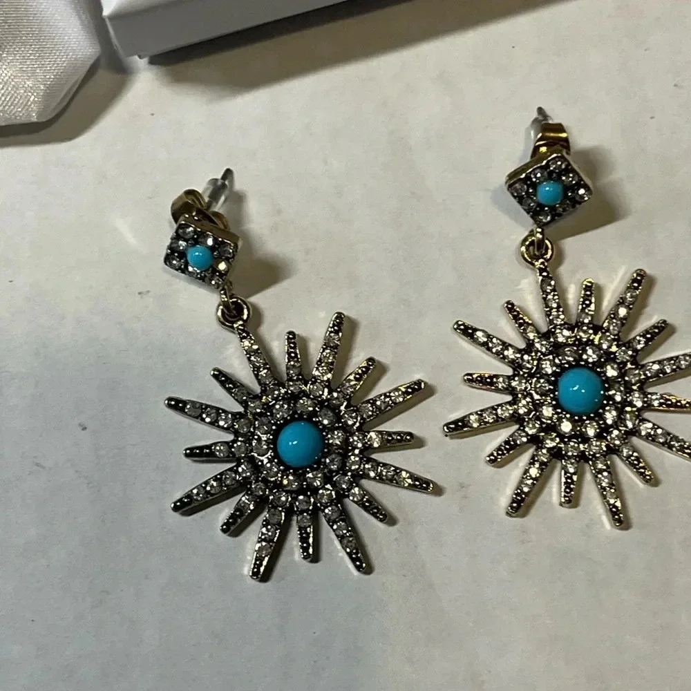 Adornia Blue/Silver Starburst Crystal Earrings‎ - Picture 9 of 12